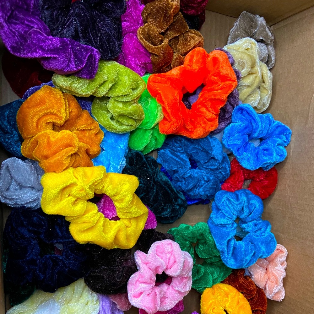 15 large velvet scrunchies assorted